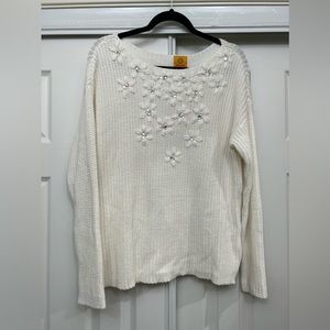 Vintage jeweled flower sweater